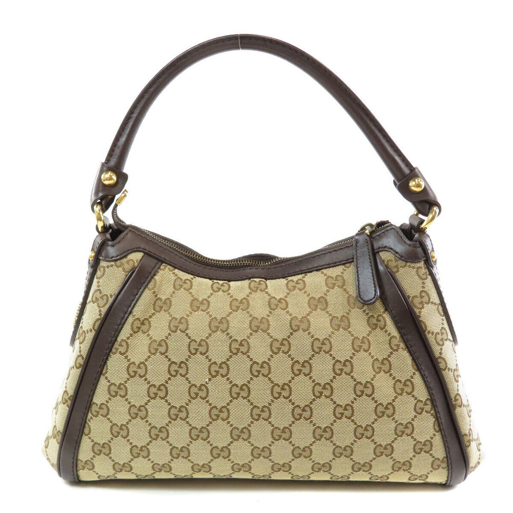 Gucci Shoulder Leather GG Bag Canvas Black